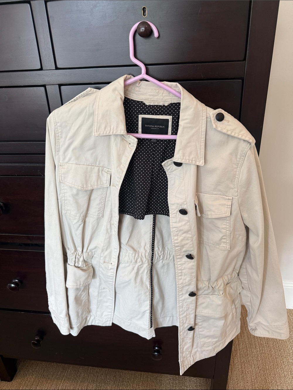 Banana Republic Light Cream Utility Jacket with Drawstring Waist